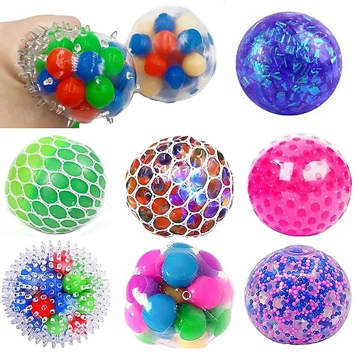 

2022 paillettes mousse led couleur perle raisin évent balle anti-stress soulagement du stress main fidget jouet visqueux balle anti-stress pour enfants adultes 3 pièces