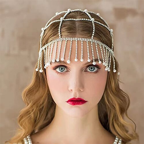 

Charleston Vintage Roaring 20s 1920s The Great Gatsby Headpiece Headband Beaded Cap Women's Costume Vintage Cosplay Party / Evening Headband Masquerade