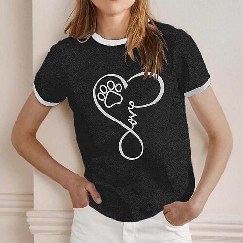 

Women's Casual Weekend Painting T shirt Tee Graphic Short Sleeve Print Round Neck Basic Tops Black Blue Gray S