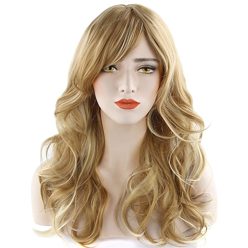 

Long Blonde WigsWomen Wigs Synthentic Fiber Wigs Long Curly Wavy Hair Heat Resistant Straight Cosplay Wig