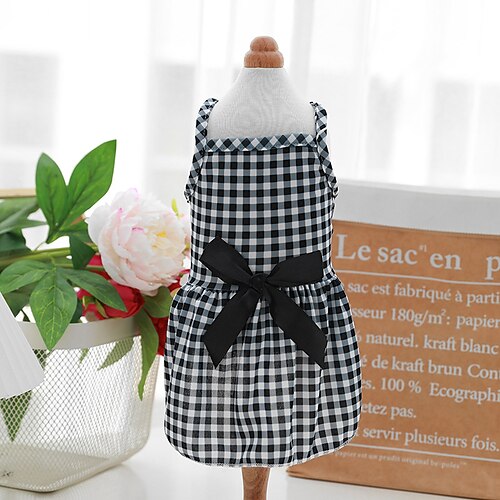 

Dog Cat Dress Plaid / Check Color Block Bowknot Adorable Sweet Dailywear Casual / Daily Dog Clothes Puppy Clothes Dog Outfits Breathable Black Yellow Red Costume for Girl and Boy Dog Cloth XS S M L XL