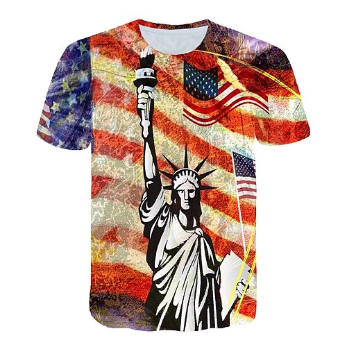 

Inspired by Independence Day July 4 USA Flag T-shirt Cartoon Manga Anime Harajuku Graphic Kawaii T-shirt For Men's Women's Unisex Adults' 3D Print 100% Polyester