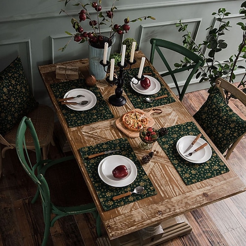 

Dining Table Placemats Set of 4 Heat Resistant Non-Slip Dining Table Place Mats for Holiday Banque Kitchen Table Decor