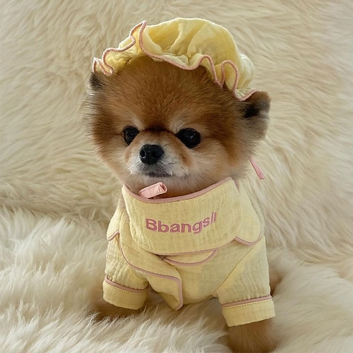 

Dog Cat Jumpsuit Quotes & Sayings Fashion Cute Holiday Casual / Daily Dog Clothes Puppy Clothes Dog Outfits Soft Blue Yellow Costume for Girl and Boy Dog Cloth XS S M L XL 2XL