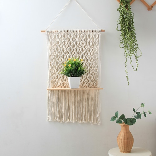 

Cotton Rope Tapestry Racks Hand-woven Bohemian Diy Wall Racks Cotton Rope Tapestries