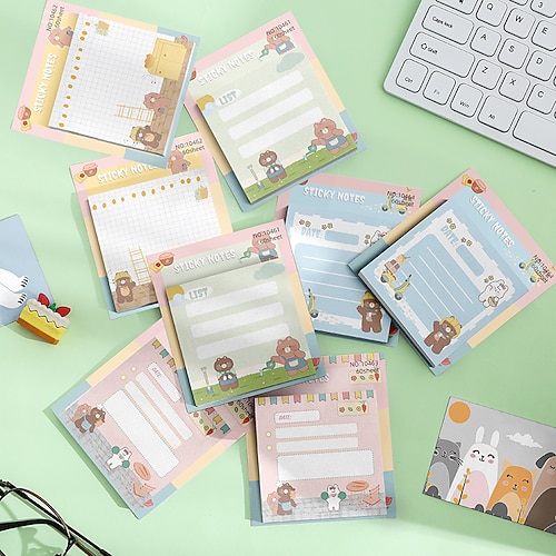 

4 pcs Sticky Notes 7.67.6 inch Colorful Paper Lined Cute Self-adhesive Post It Notes for School Office Student