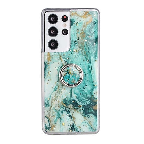 

Phone Case For Samsung Galaxy Back Cover A73 A53 A33 S22 Ultra Plus S21 FE S20 Note 10 Bumper Frame Ring Holder Shockproof Glitter Shine Marble TPU