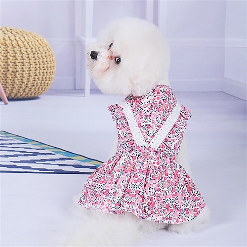 

Flower Lace Dog Dress Cat Princess Suspender Costume Puppy Tutu Floral&Bow Clothes Puppy Embroidery Skirt for Cats Teddy Dog Small Medium Dogs