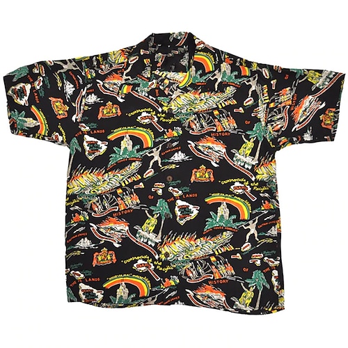 

Men's Shirt Cartoon Turndown Street Casual Button-Down Short Sleeve Tops Casual Fashion Comfortable Beach Black