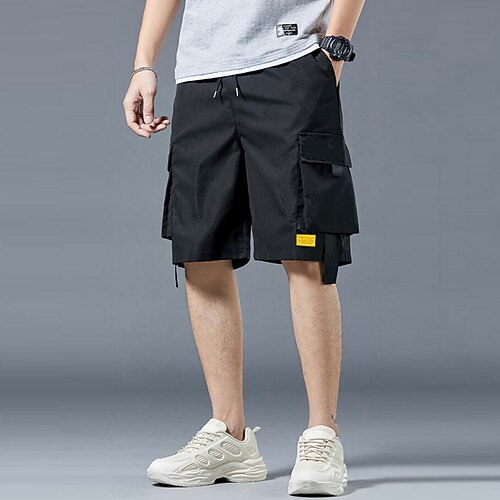 

Men's Cargo Shorts Baggy Shorts Multi Pocket Solid Color Knee Length Fashion Chino Black