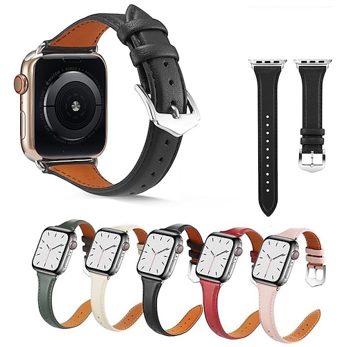 

1PC Smart Watch Band Compatible with Apple iWatch Series 8 7 6 5 4 3 2 1 SE Leather Loop for iWatch Smartwatch Strap Wristband Genuine Leather Adjustable Classic Clasp Solo Loop