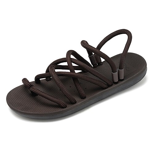 

Men's Sandals Casual Beach Daily Elastic Fabric Black Brown Summer