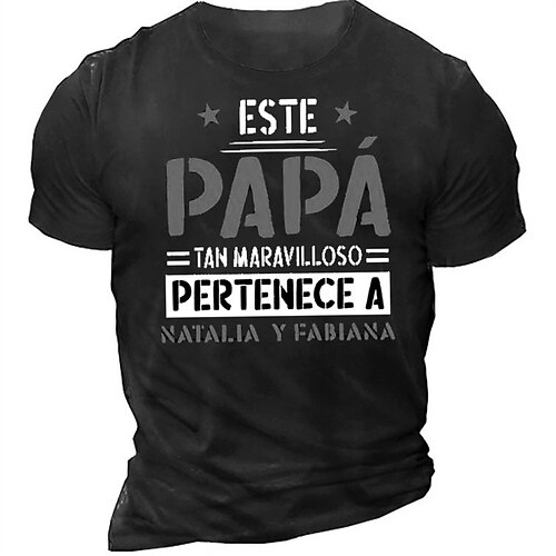 

Men's Unisex T shirt 3D Print Graphic Prints Letter Crew Neck Street Daily Print Short Sleeve Tops Casual Designer Big and Tall Papa T Shirts Blue Gray