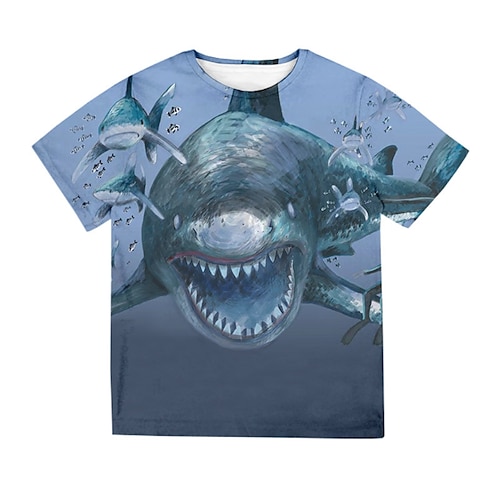

Kids Boys T shirt Animal Outdoor 3D Print Short Sleeve Crewneck Active 3-12 Years Spring Blue