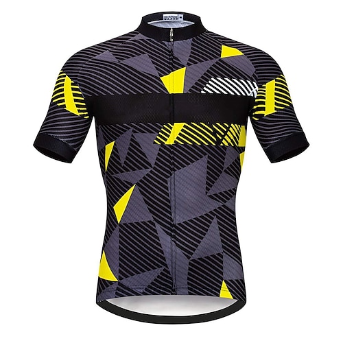 

21Grams Men's Cycling Jersey Short Sleeve Bike Top with 3 Rear Pockets Mountain Bike MTB Road Bike Cycling Breathable Quick Dry Moisture Wicking Reflective Strips Black Polyester Spandex Sports