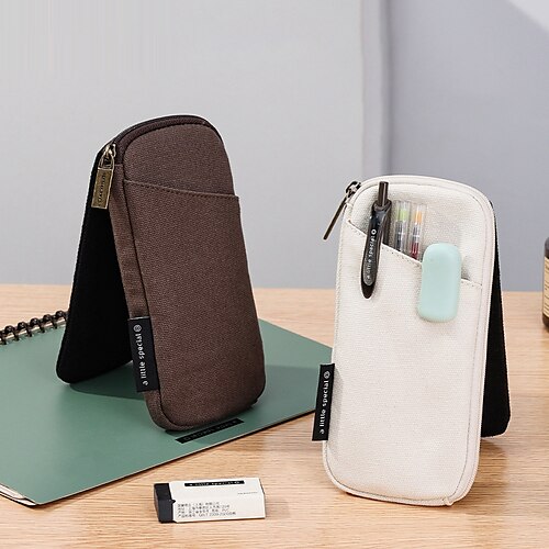 

PencilCasePenPouchMarkerBag Wear-Resistant Multifunction With Zipper Canvas for School Office Student