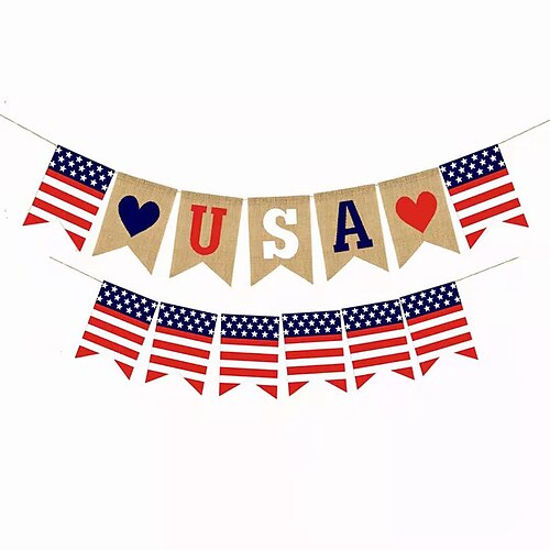 

American Flag Pull Flag Independence Day Party Decorations Hemp Swallowtail Flag