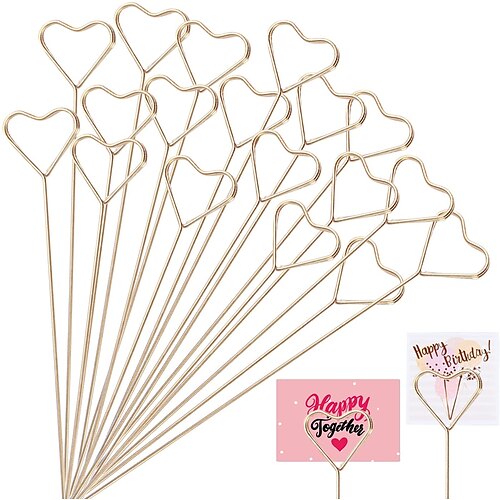 

10/20PCS Metal Floral Place Card Holder Golden Flower Picks Photo Memo Clips Gift Card Holder for Flower Arrangements Wedding and Birthday Party