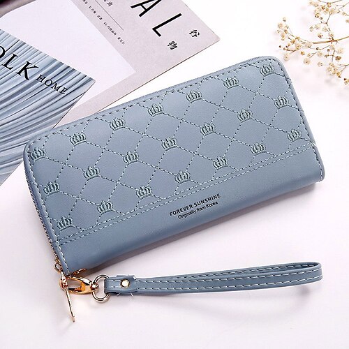 

Women's Wallet PU Leather Embossed Solid Color Daily Going out Black Blue Pink Dusty Rose