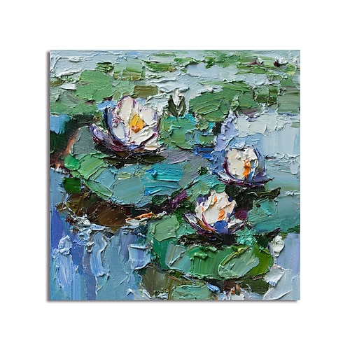 

Oil Painting Handmade Hand Painted Wall Art Abstract Waterlilies Canvas Painting Home Decoration Decor Stretched Frame Ready to Hang