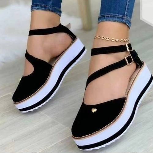 

Women's Sandals Plus Size Flat Heel Round Toe Casual Daily Walking Shoes PU Leather Loafer Spring Summer Solid Colored Black Pink Khaki