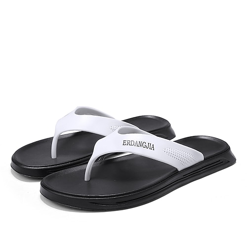

Men's Slippers Flip-Flops Casual Classic Daily Outdoor Rubber White Black Spring Summer