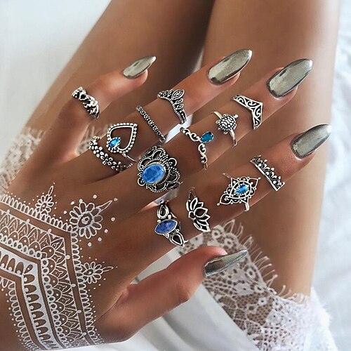 

13pcs Ring For Women's Sport Gift Promise Acrylic Rhinestone Alloy Classic Precious