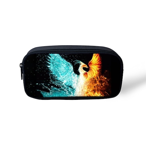

Unisex Pencil Cases Polyester Zipper Cartoon Cat Floral Print Daily Office & Career Black