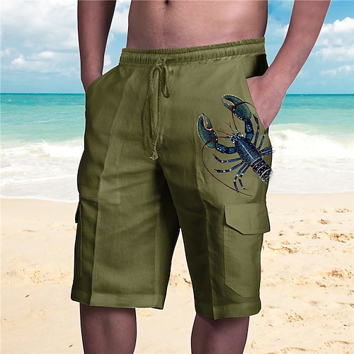 

Men's Shorts Summer Shorts Beach Shorts Baggy Shorts Drawstring Elastic Waist Multiple Pockets Animal Graphic Prints Comfort Breathable Short Sports Outdoor Daily Designer Stylish ArmyGreen Black