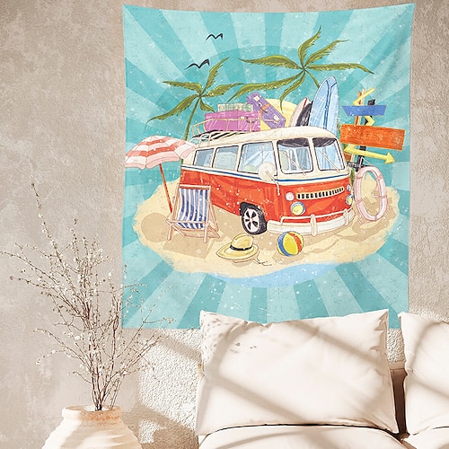 

Summer Beach Surf Print farmhouse Tapestry Art Decor Blanket Curtain Hanging Home Bedroom Living Room Decoration