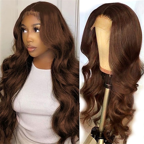 

1361 Cheap Colored HD Lace Frontal Wig Body Wave 180% Density Lace Front Wig Glueless Light Brown Lace Front Human Hair Wigs For Women Remy Wig T Part