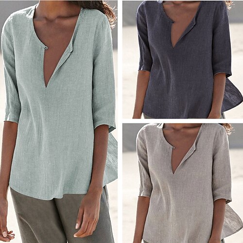 

Women's Yoga Top Solid Color Dark Grey White Linen Yoga Fitness Gym Workout Top Short Sleeve Sport Activewear Breathable Quick Dry Comfortable Micro-elastic