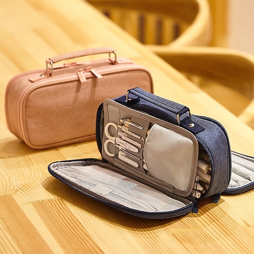 

PencilCasePenPouchMarkerBag Wear-Resistant Multifunction With Zipper Canvas for School Office Student