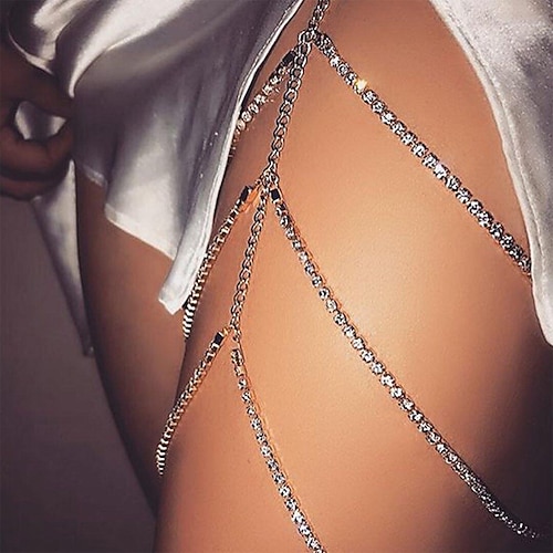 

Leg Chain Personalized Stylish Artistic Women's Body Jewelry For Party Evening Gift Layered Rhinestone Alloy Precious Silver Gold 1 PC