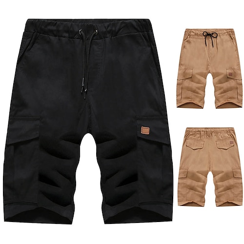 

Men's Cargo Shorts Patchwork Multi Pocket Multiple Pockets Chinese Style Short Casual Daily Basic Chino Slim Black Khaki Inelastic