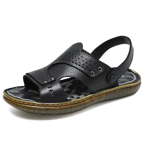 

Men's Sandals Loafers Slip-Ons Casual Classic Daily Office Career PU Black Brown Spring Summer