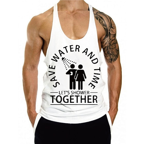 

Men's Tank Top Vest Hot Stamping Cartoon Graphic Prints Letter Plus Size Crew Neck Daily Sports Print Sleeveless Tops Fashion Classic Designer Hawaiian White Black Gray