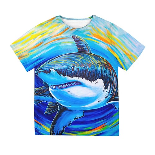 

Kids Boys T shirt Animal Outdoor 3D Print Short Sleeve Crewneck Active 3-12 Years Spring Blue