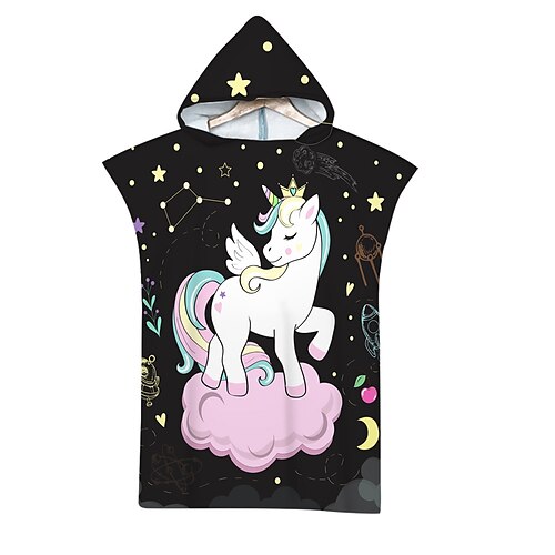 

1PCS Unicorn Wear Bath Towel Beach Towel Cape Seaside Dressing Bathrobe Print Hooded Bath Towel,Beach Towels for Kids