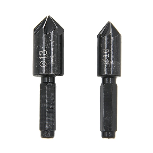 

2pcs/Set 10mm 13mm Countersink Drill Bit Set 7 Flute Counter Sink Chamfer Cutter Round Shank For Wood Drilling