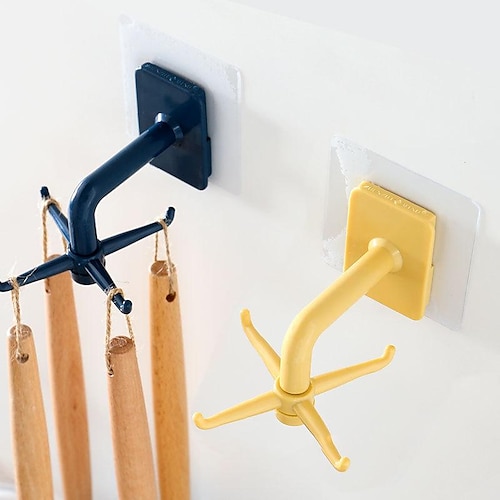 

Creative 4-claw Rotatable Hook Kitchen And Bathroom Punch-free Tableware Storage Rack Multi-function Door Key Sticky Hook