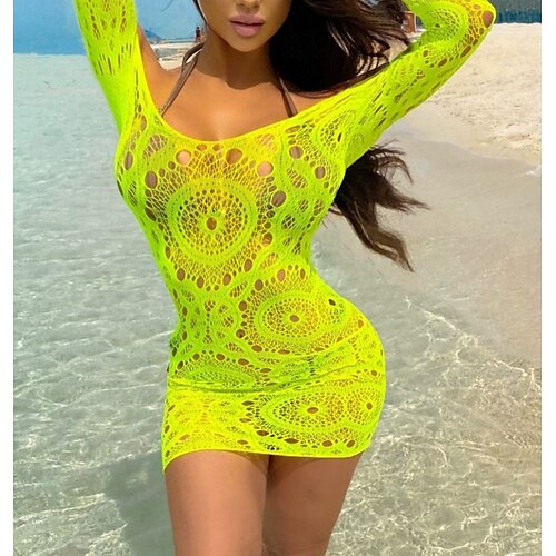 

Women's Sexy Bodies Chemises & Negligees Pure Color Ultra Slim Hot Soft Bed Valentine's Day Nylon Bandeau Long Sleeve Hole Summer Light Green / Super Sexy