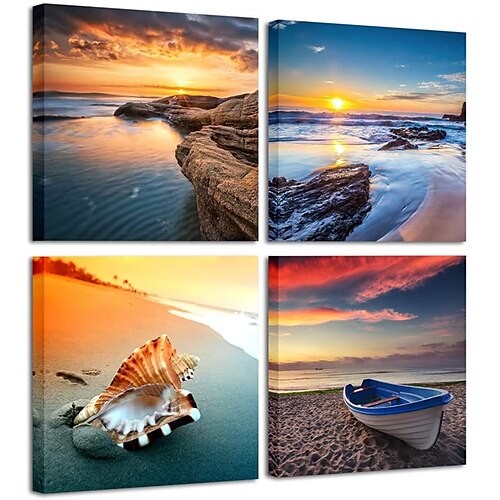 

Print Rolled Canvas Prints - Landscape Classic Modern Four Panels Art Prints