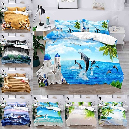 

Summer Beach Ocean Marine Life Duvet Cover Quilt Bedding Sets Comforter Cover,Queen/King Size/Twin/Single(1 Duvet Cover, 1 Or 2 Pillowcases Shams)