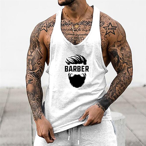 

Men's Tank Top Vest Set Hot Stamping Graphic Letter Crew Neck Street Casual Print Sleeveless Tops 2pcs Basic Fashion Classic Comfortable White Black Gray
