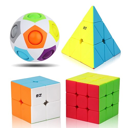 

Speed Cube Set Speed Cube Bundle of 2x2 3x3 Pyramid Cube and Magic Rainbow Ball Smoothly Magic Cubes Collection for Teenagers Teens Adults 4 Pack