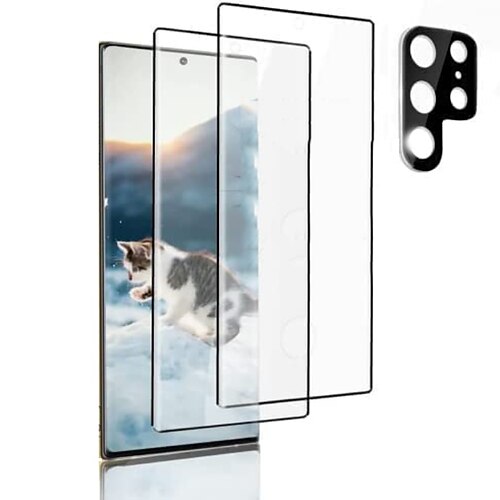 

3 pcs For Samsung Galaxy S22 Ultra 5G (2 pcs)Screen Protector With (1 pc) Camera Lens ProtectorHD Clear Tempered Glass 9H Hardness Fingerprint Unlock 3D Full CoverageFor Galaxy S22 Ultra(6.8'')