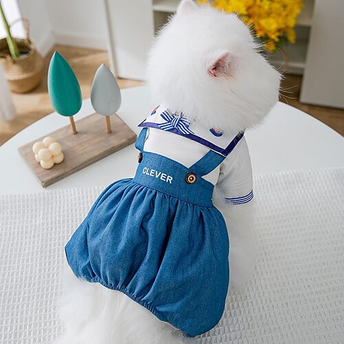 

Dog Cat Jumpsuit Quotes Sayings Fashion Cute Holiday Casual / Daily Dog Clothes Puppy Clothes Dog Outfits Soft Blue Costume for Girl and Boy Dog Cloth XS S M L XL 2XL