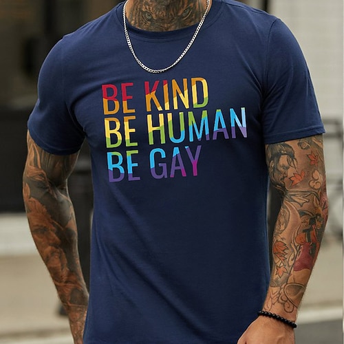 

Men's Unisex T shirt Hot Stamping Rainbow Graphic Prints Letter Crew Neck Street Daily Print Short Sleeve Tops Casual Designer Big and Tall Sports Green Black Gray