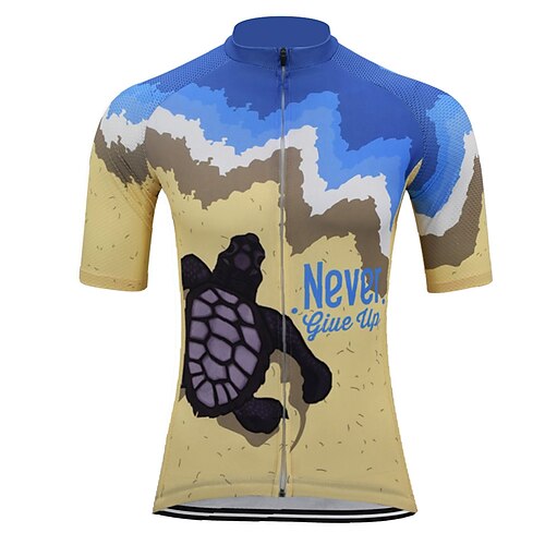 

21Grams Men's Cycling Jersey Short Sleeve Bike Top with 3 Rear Pockets Mountain Bike MTB Road Bike Cycling Breathable Quick Dry Moisture Wicking Reflective Strips Blue Graphic Polyester Spandex Sports